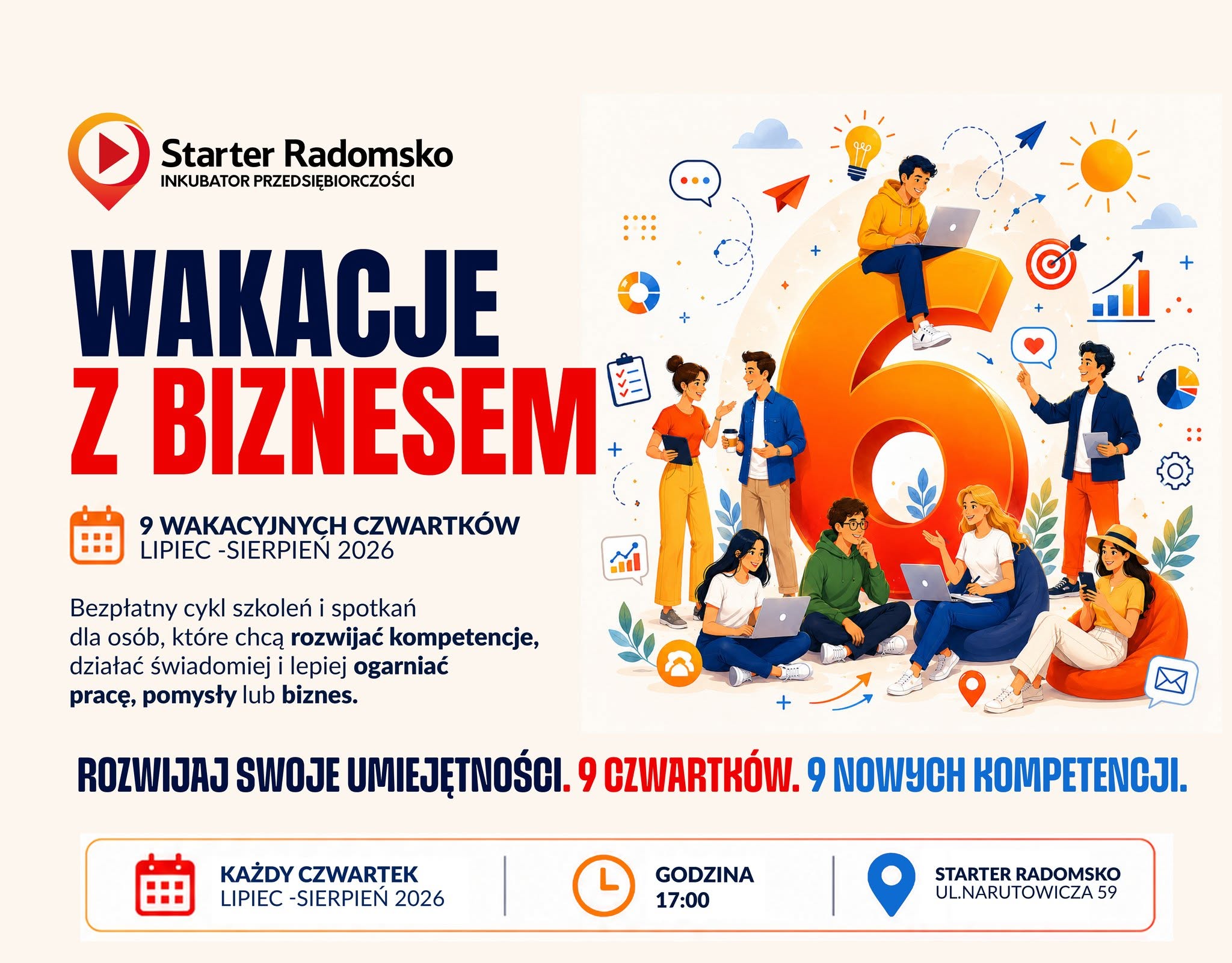 Wakacje z biznesem w Radomsku - cykl bezpłatnych szkoleń
